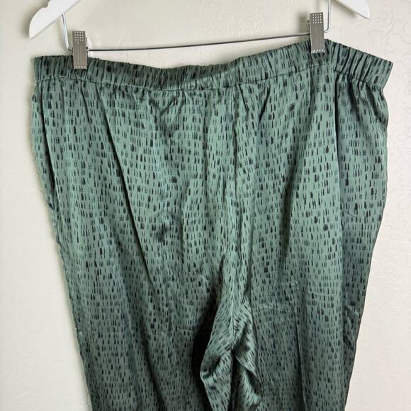 Eileen Fisher Green Nori Silk Dash Print Cropped Wide Leg Pant XL S9KWA-P3236P - Picture 14 of 16